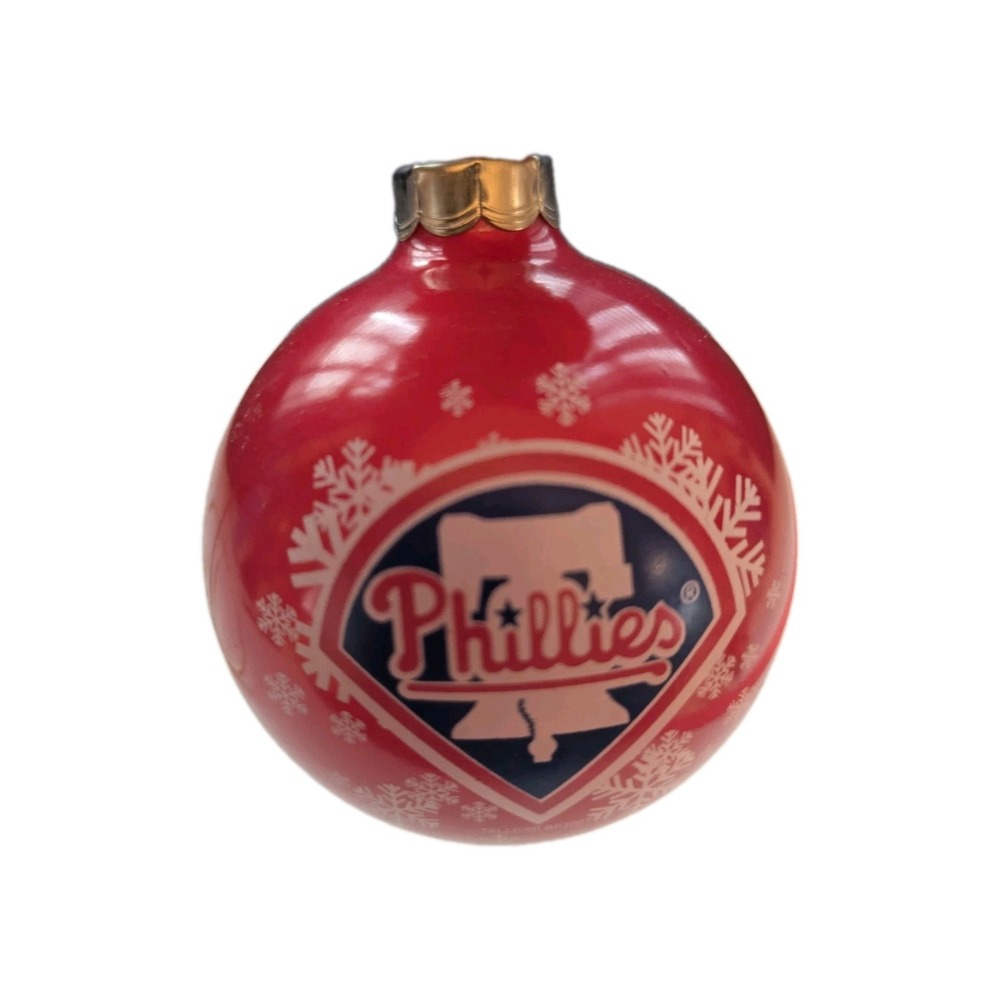 MLB Philadelphia Phillies Bell‎ Round Glass Hanging Christmas Ornament